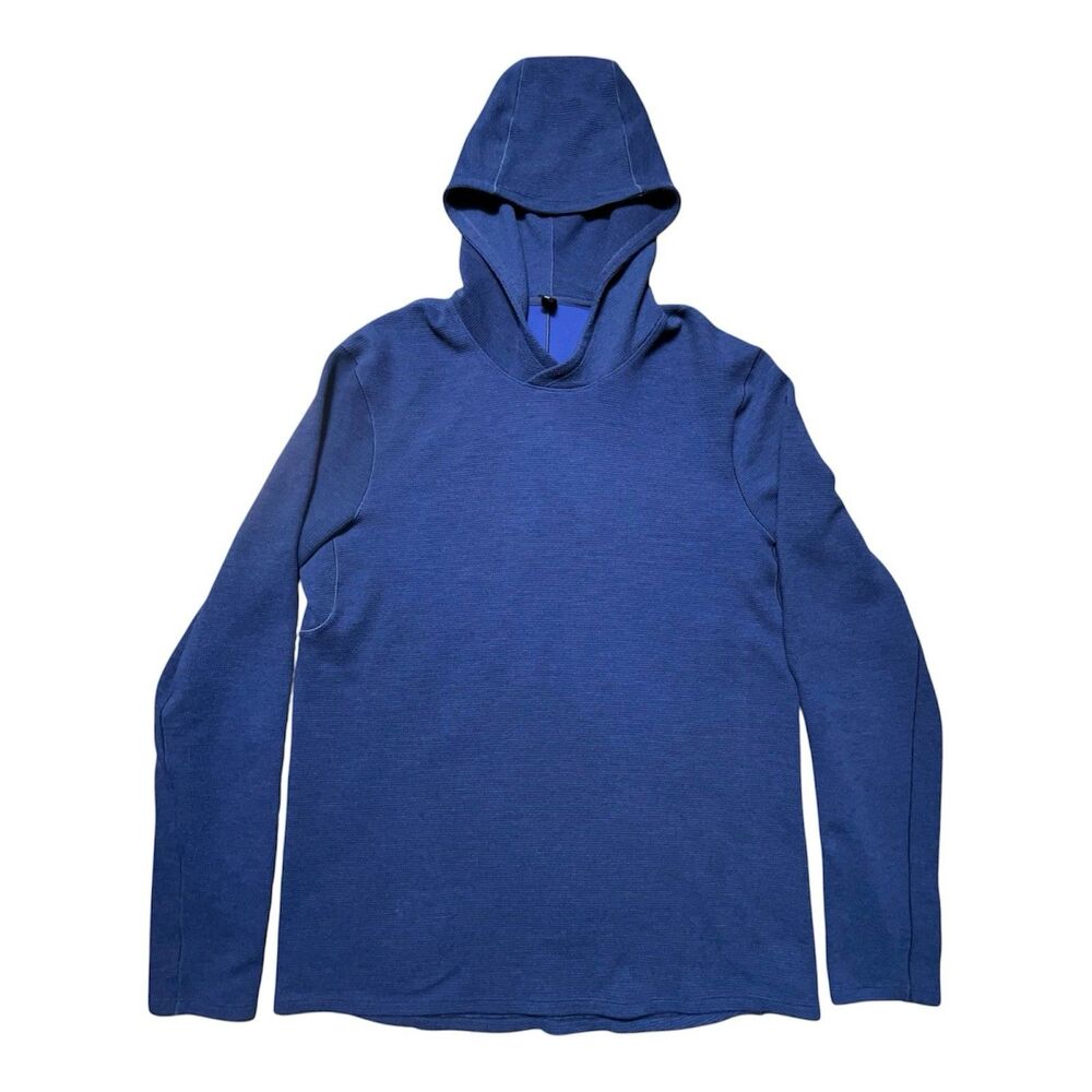 Lululemon Shift Stitch Hoodie Men Medium Blue Thermal Waffle Knit Pullover Light